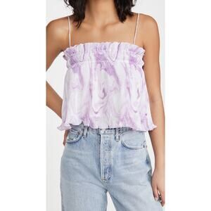 Ganni 'Pleated' Purple Georgette Top Size 8